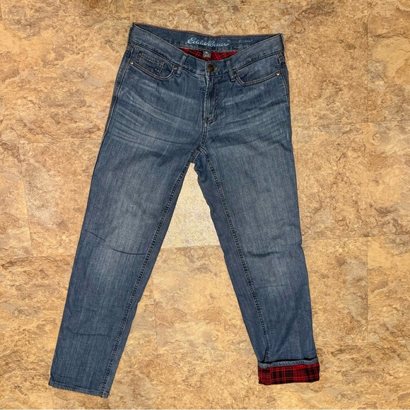 Eddie Bauer Buffalo Plaid Flannel lined Boyfriend Jean Size 2 - Picture 3 of 7